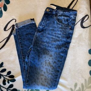Dark Blue LEOPARD PRINT Skinny Jeans